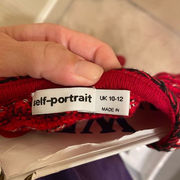 SELF-PORTRAIT Mélange Cotton-Wool Knit Mini Dress - Picture 6 of 6